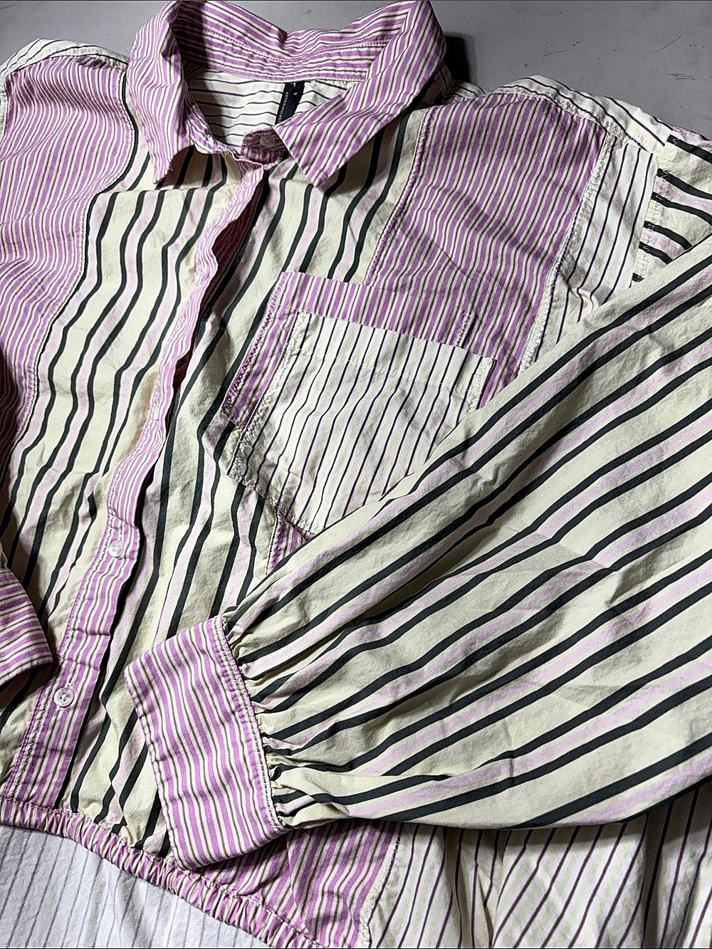 Anthropologie Pilcro Reworked Mixed Stripe Buttondown Shirt 2X